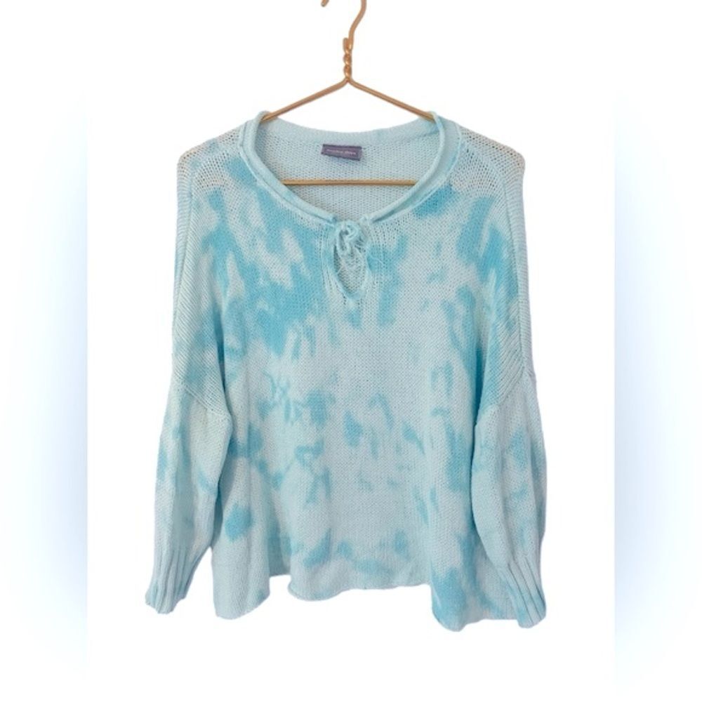 Wooden Ships Paola Buendia Blue Marbled Split Collar, boho beachy Top S/M